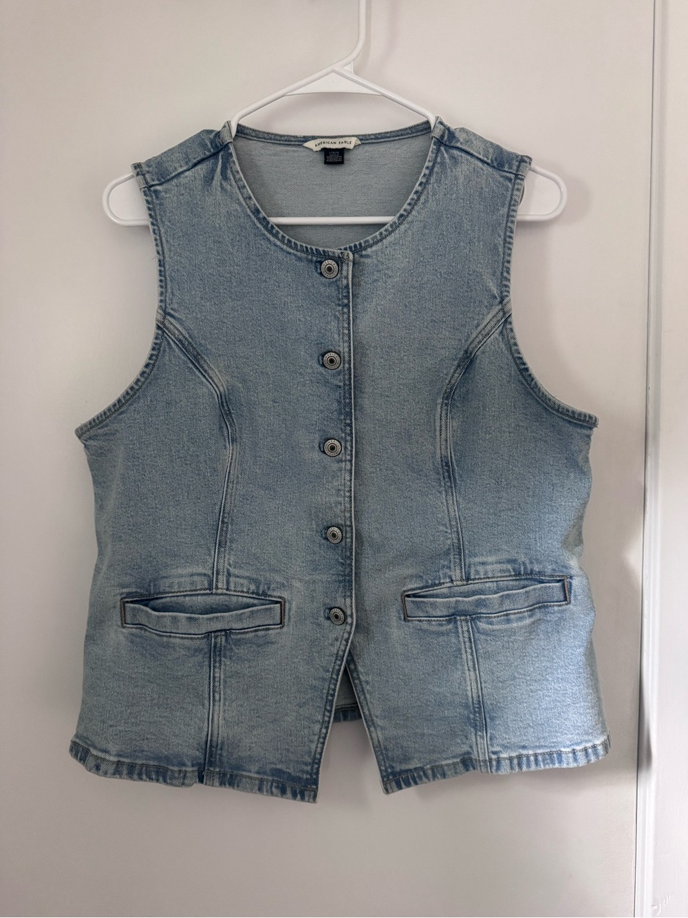 American Eagle Outfitters Light Blue Denim Vest - Women